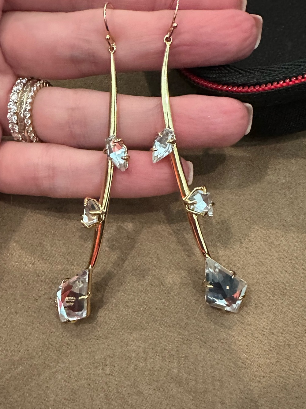 Alexis Bittar 14k Gold Plated Drop Crystal earrings